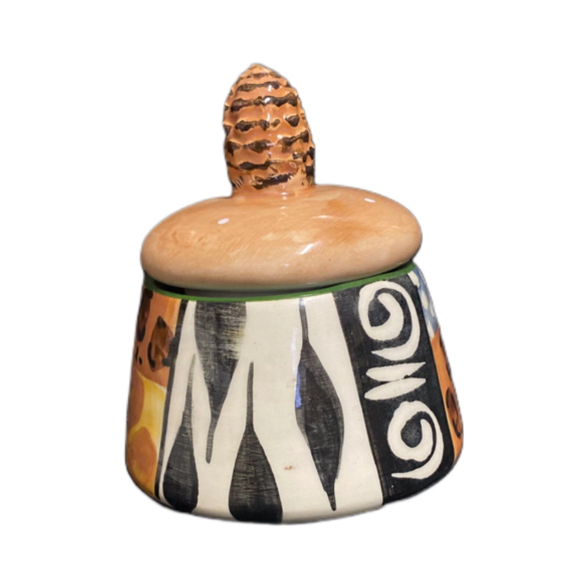 JULIAN KEYSER Handmade Sugar Bowl & Lid South Africa Hand Painted Ceramic Dish