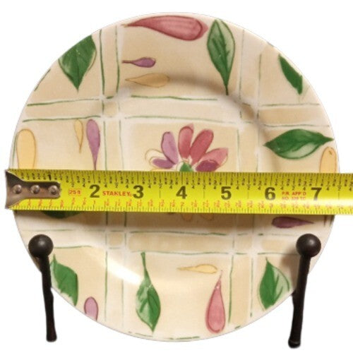 Gibson SABRINA 4-Salad Plates 7 ½” D Flowers Petals & Green Leaves Dessert Dish
