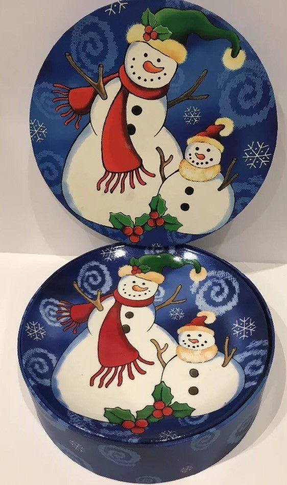 Set Of 4 Christmas Salad/Dessert Plates Snowman-VIGOR
