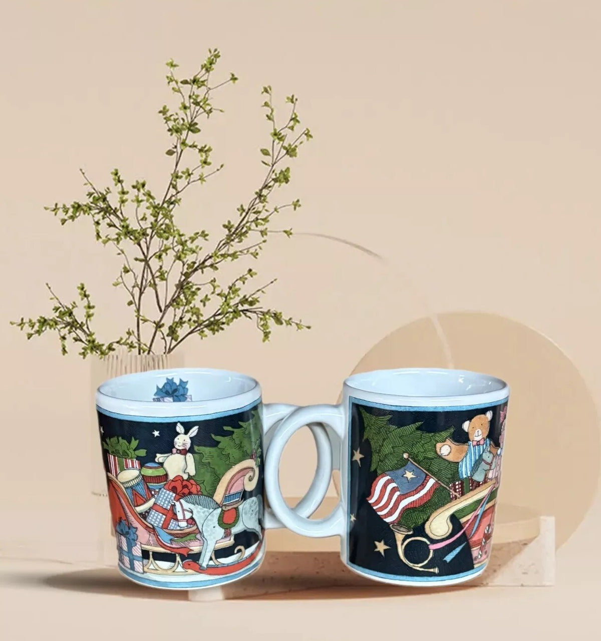 SUSAN WINGET 2-Mugs Certified Int’l Winter Coffee Tea Ceramic Holiday Cups
