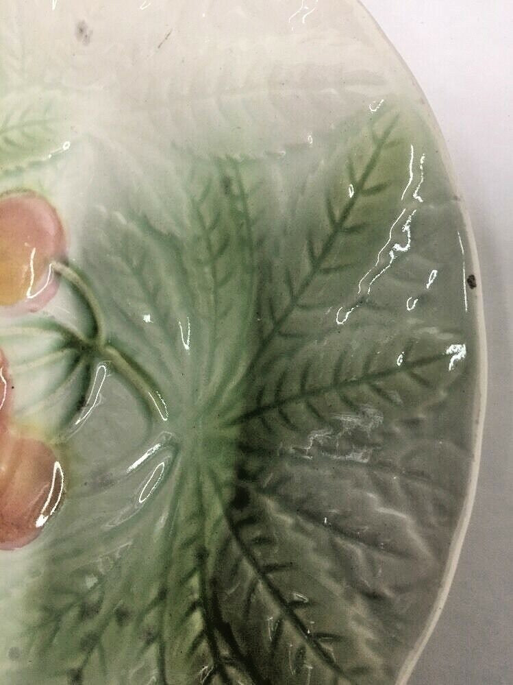 Majolica 4 Salad Plates SALIN LES BAINS France Pottery Dessert Embossed  7 3/4”D
