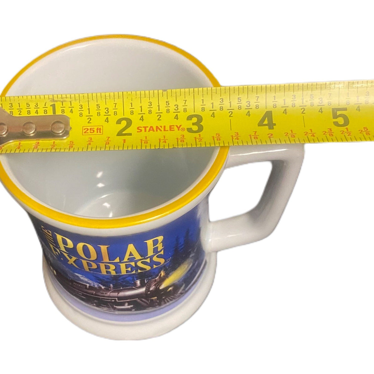 The Polar Express Blue Mug BELIEVE 3D Raised Ceramic Coffee Chocolate Cup Train