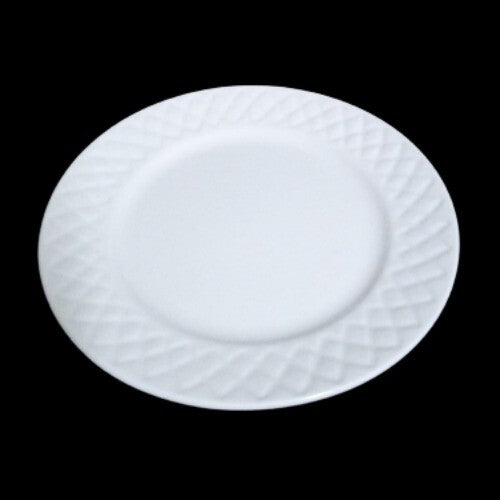 Gibson Designs ANTIQUE QUILT 6-Salad Dessert Plates 7 ½" D White Embossed Quilt