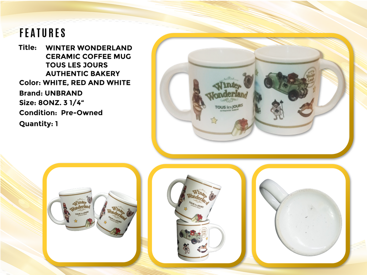 WINTER WONDERLAND 1-Ceramic Coffee Mug Tous Les Jours Authentic Bakery 8oz. Cup