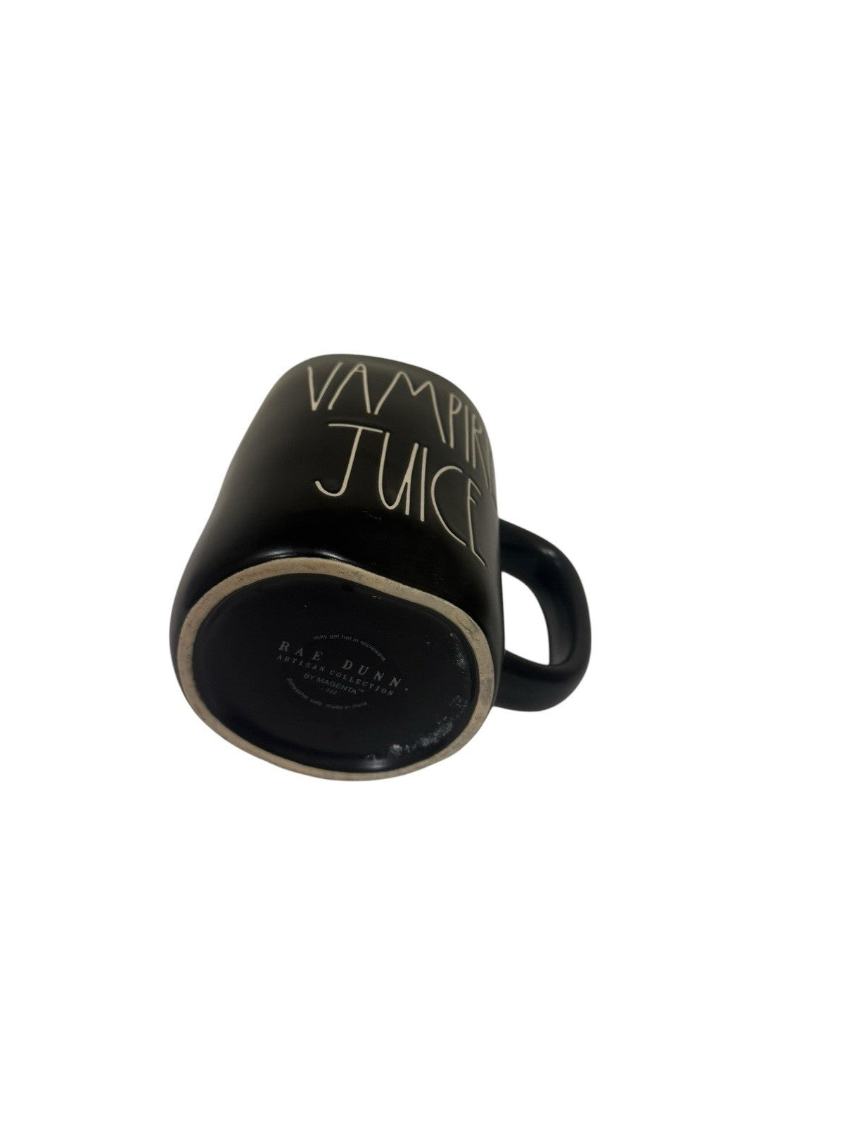 Rae Dunn VAMPIRE JUICE Black Ceramic Mug Red Interior Halloween 16 oz
