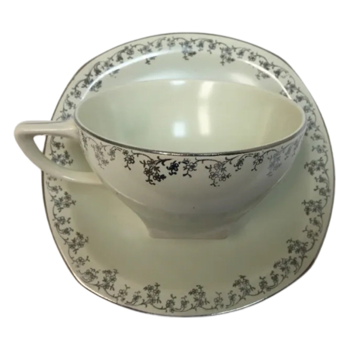 Vintage Homer Laughlin 58 Piece JADE SILVER China H33N8 Silver Flowers