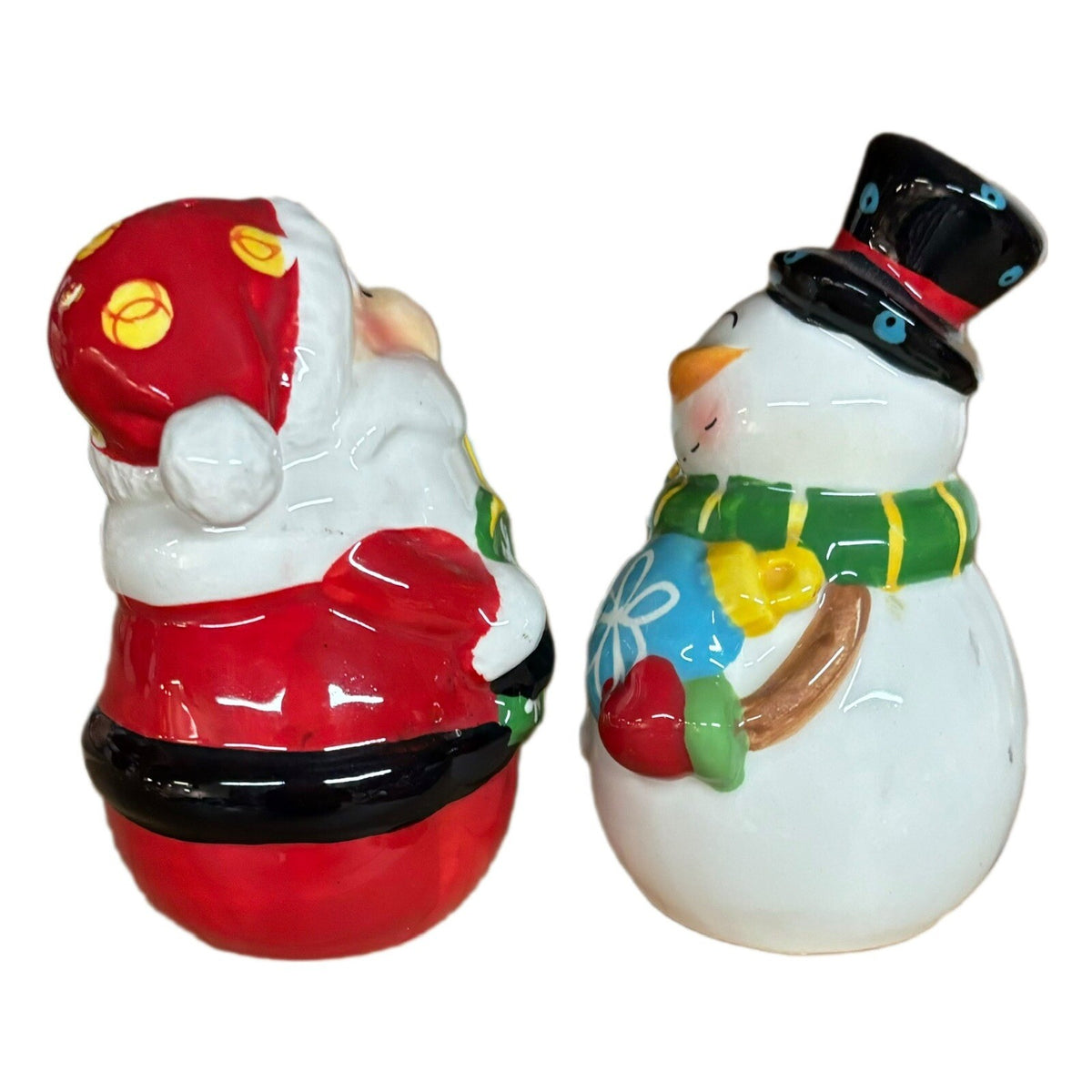 Santa Claus And Snowman Ceramic Salt & Pepper Shakers