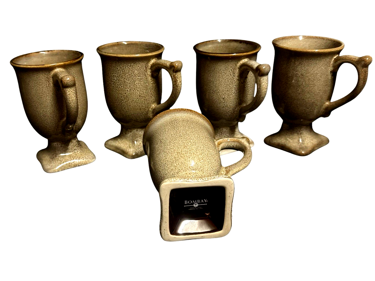 Bombay Company Stoneware Pedestal Coffee Mug Set of 5