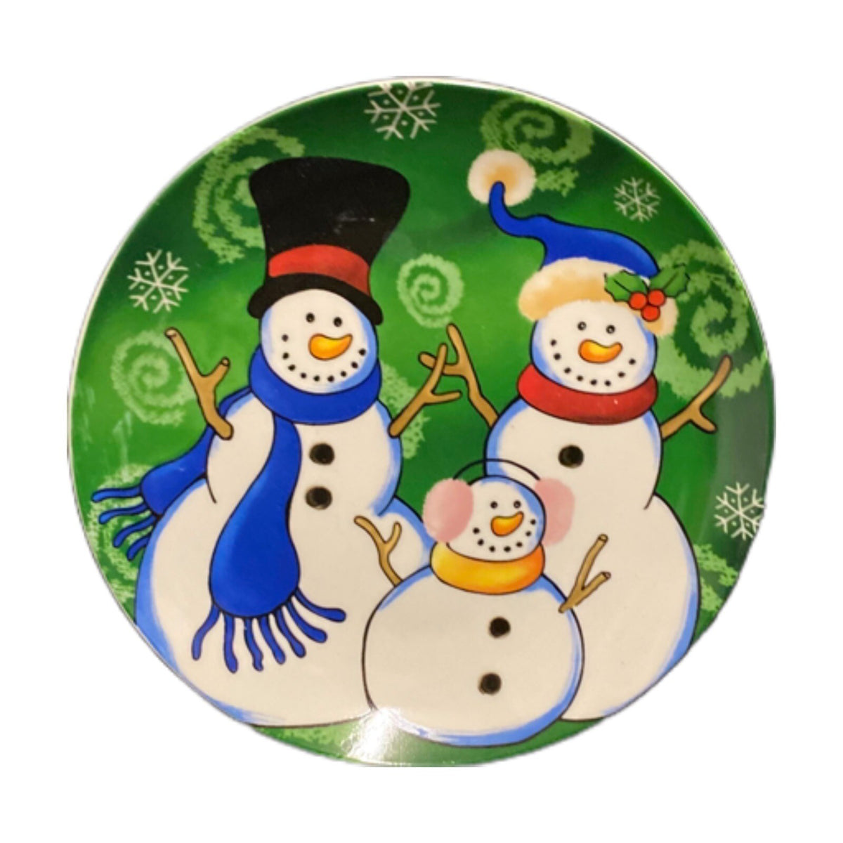 ViGOR 4- Salad Plates Snowman Christmas Holiday Dessert Ceramic Assorted Dishes