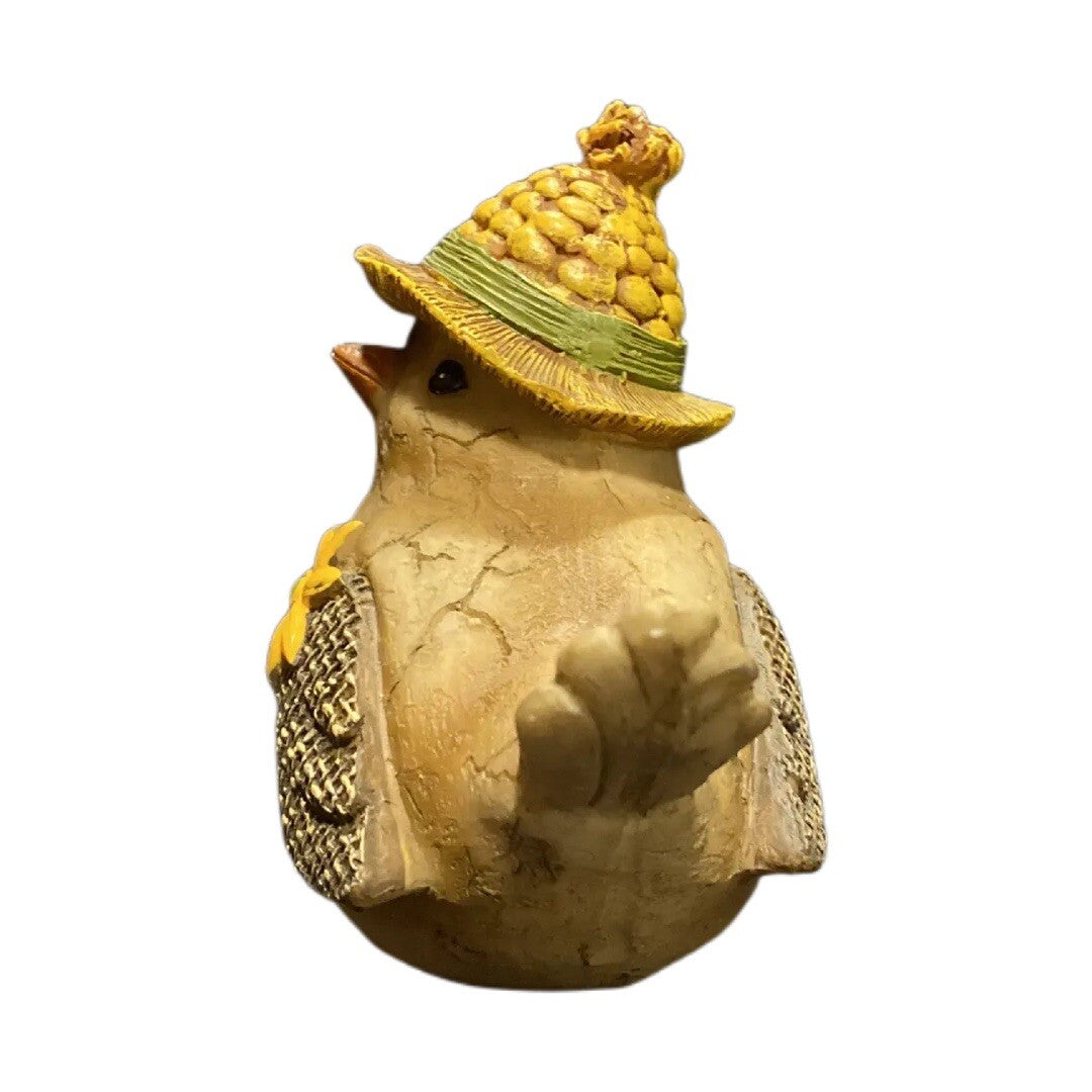 RARE Bird  With Hat Farmhouse Figurine Birdie Embossed Flower on Wing