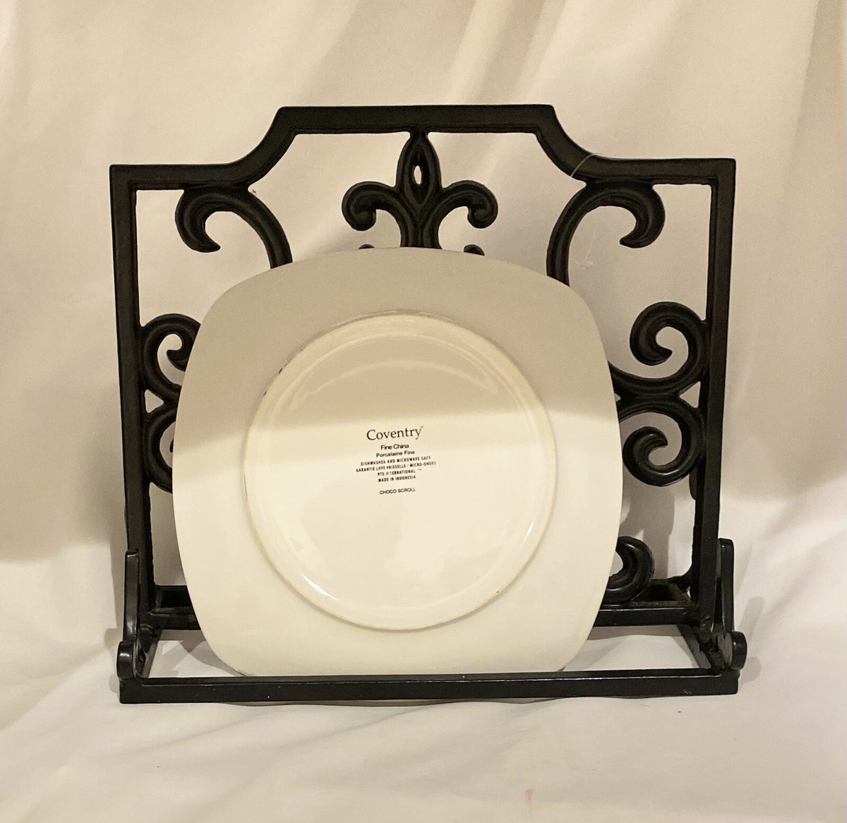 Coventry CHOCO SCROLL 3-Square Salad Plates Fine China Porcelain  (PTS) Int'l.