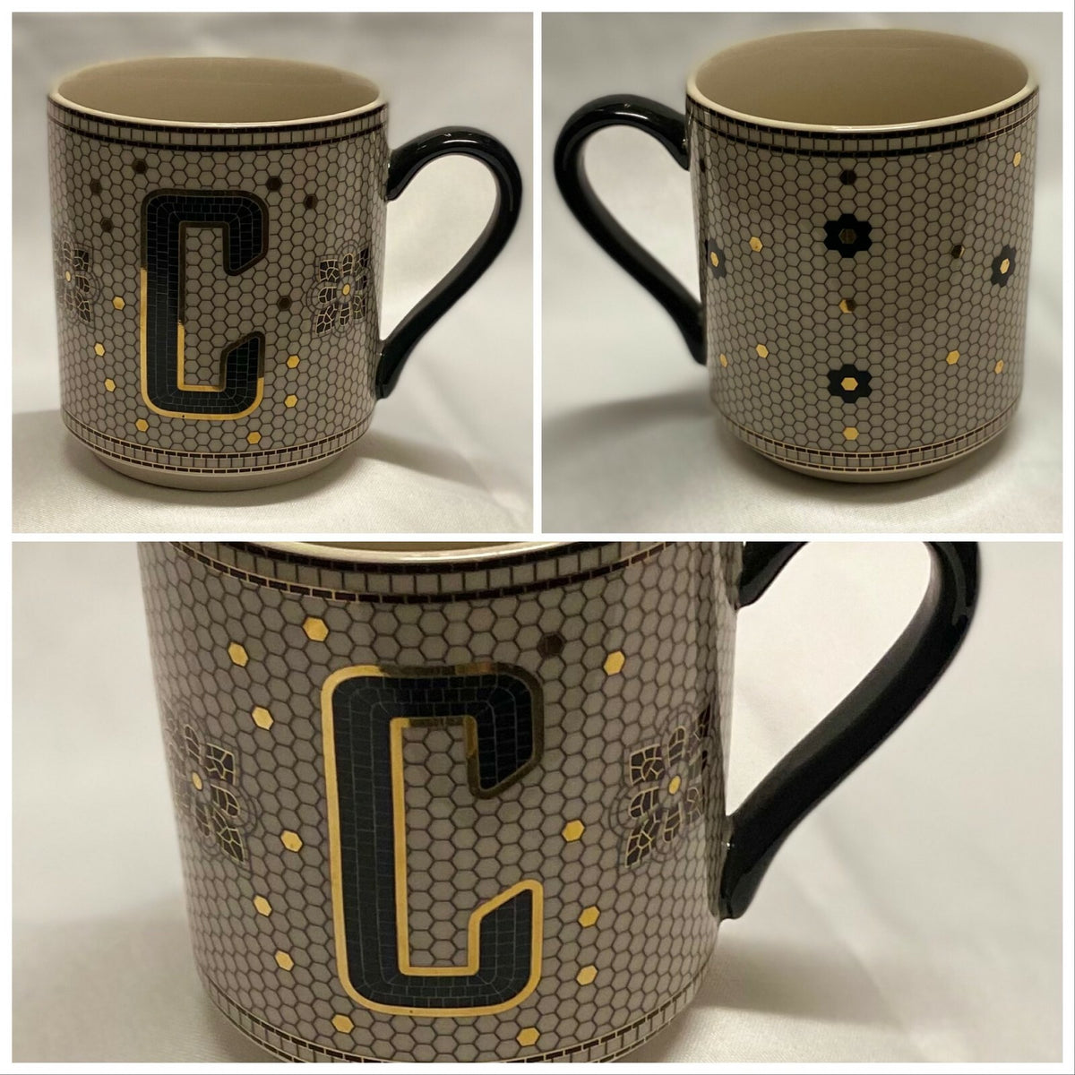 Anthropologie Home Bold Tiled Mug Monogram Bistro Margot Personalized Initial 