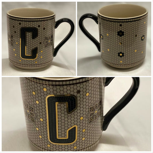 Anthropologie Home Bold Tiled Mug Monogram Bistro Margot Personalized Initial 