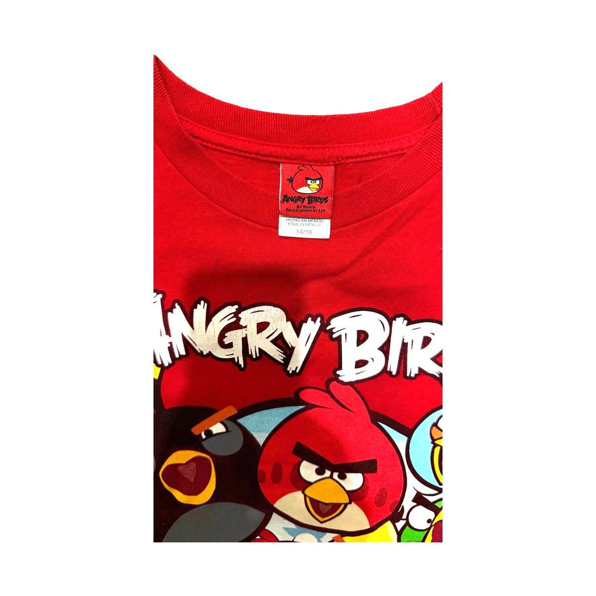 Angry Birds Boys Youth Red Graphic T-Shirt Size 14/16 Short Sleeve Cartoon Tee