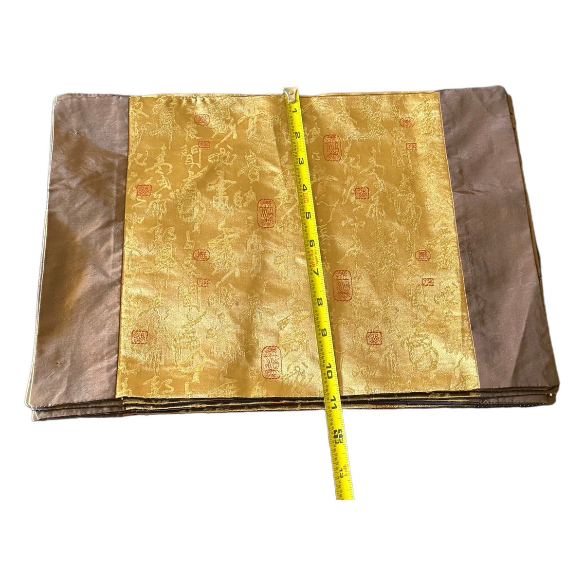 5 Elegant Asian-Inspired Brocade Placemats Gold Red Brown Silk Feel Fabric