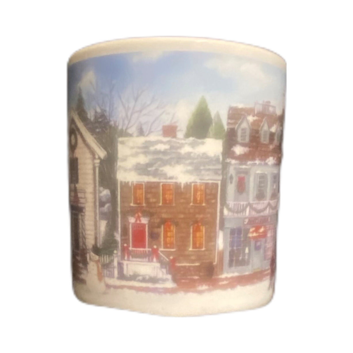 David Carter Brown 2-Mugs CHRISTMAS VILLAGE Sakura Stoneware Coffee Tea Cups