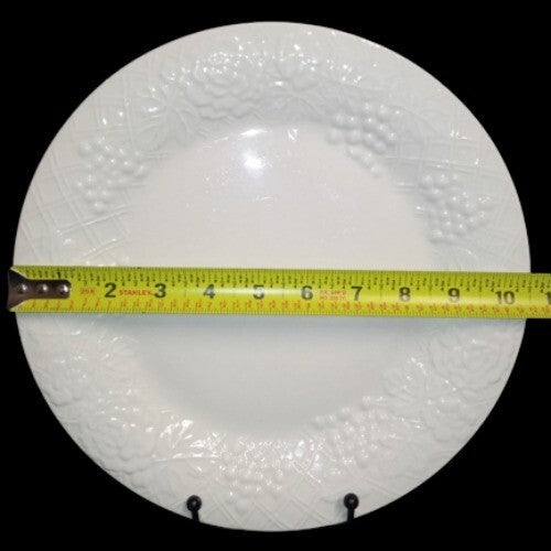 Gibson Designs FOUR SEASONS 4-Dinner Plates 10 ½” D White Embossed Fruit Floral