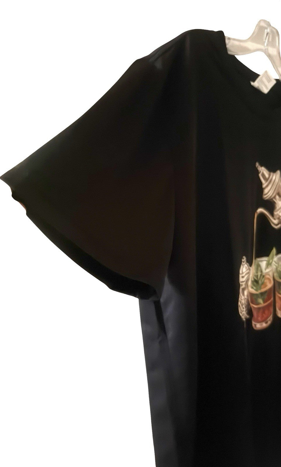 Moroccan Mint Tea Graphic T-Shirt XL Black Lightweight Polyester Unisex Tee