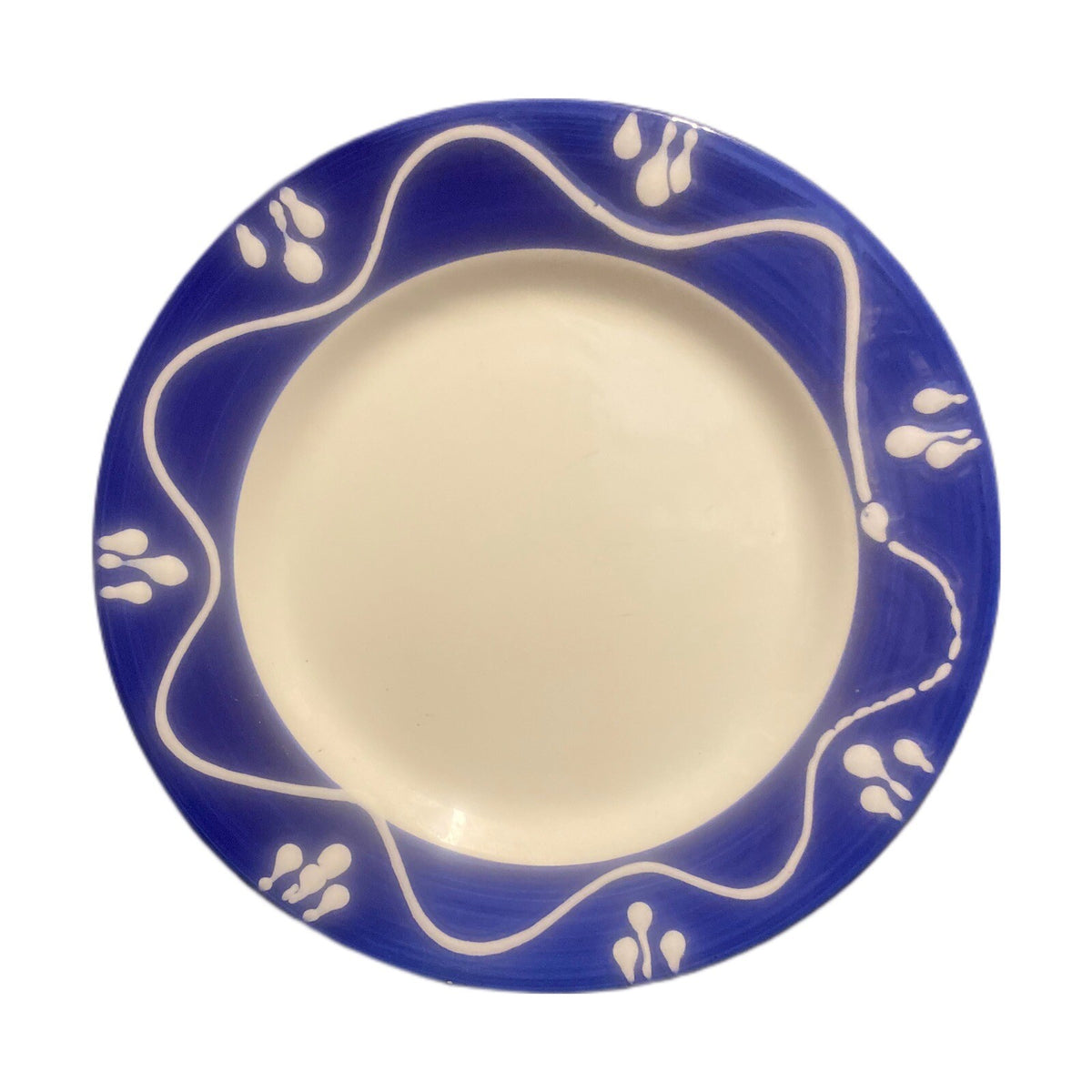 LA PRIMULA 4-Salad Plates Italy Hand-Painted White Blue Dessert S. R. I Dish 8”D