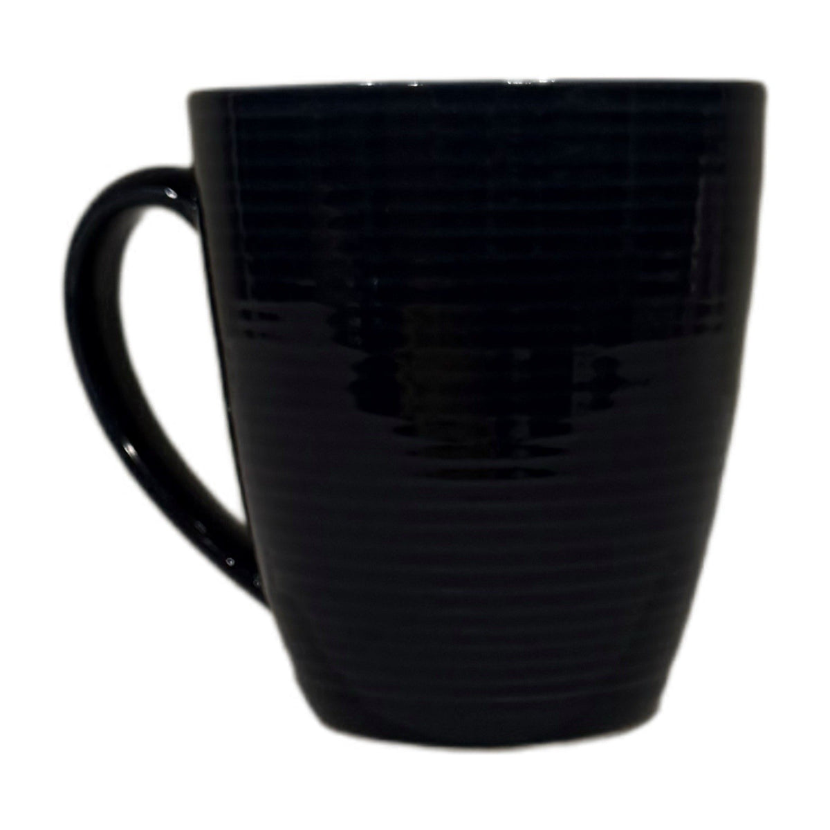 Sango Allure Blue 4818 Mugs Set of 5 Ridged Navy Rim Speckled Blue Stoneware