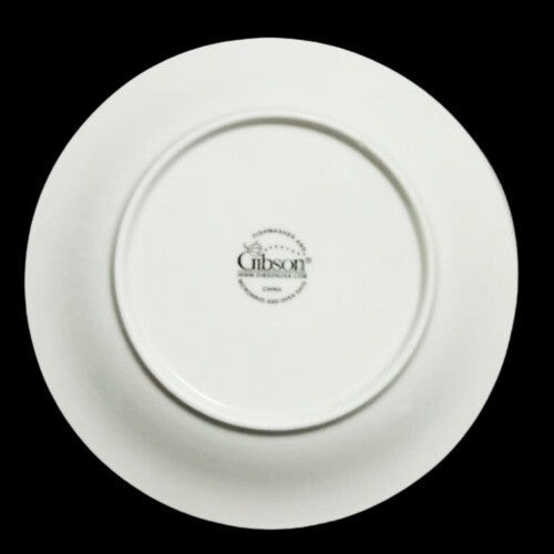 Gibson Fruit 4-Salad Plates White Embossed Apple Grape Cherry Pear Dessert 7.5”D