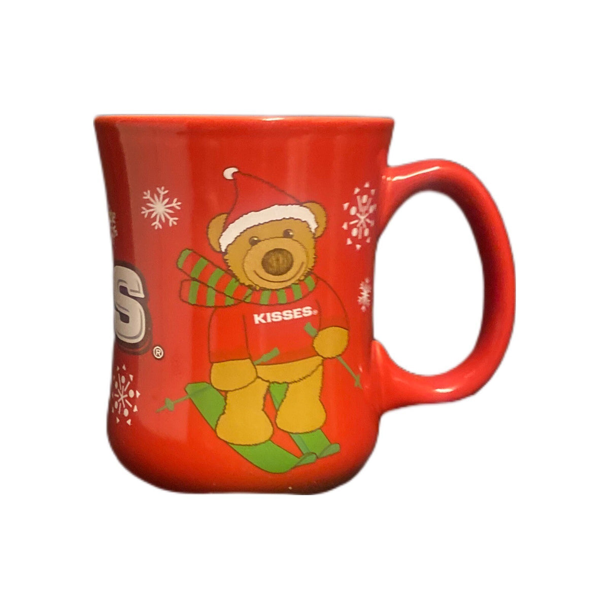 GALERIE Hershey KISSES Red Mug Christmas Skiing Bear Winter Snowflakes Tea Cup