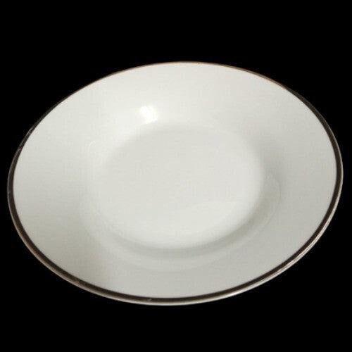 Gibson Designs 4-Rim Soup Bowls GOLD BAND White Gold Trim Ceramic Pasta Salad 8”