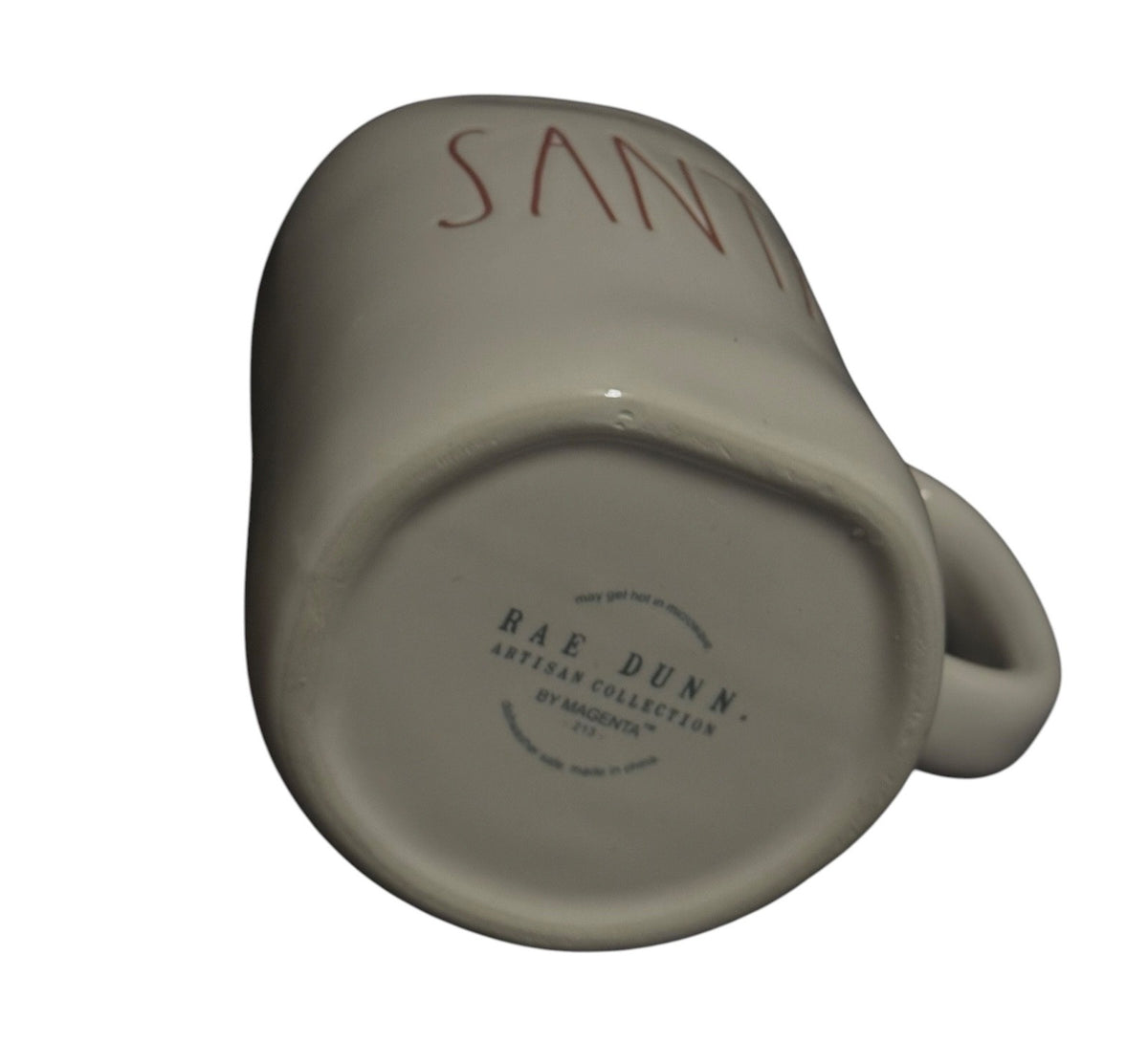 Rae Dunn SANTA Ceramic Coffee Mug White Black Lettering 16 oz Farmhouse Cup