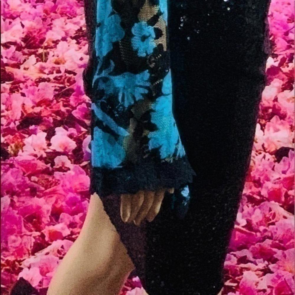 Black sequin NOVO Pencil Midi Skirt woman fitted keen length S  