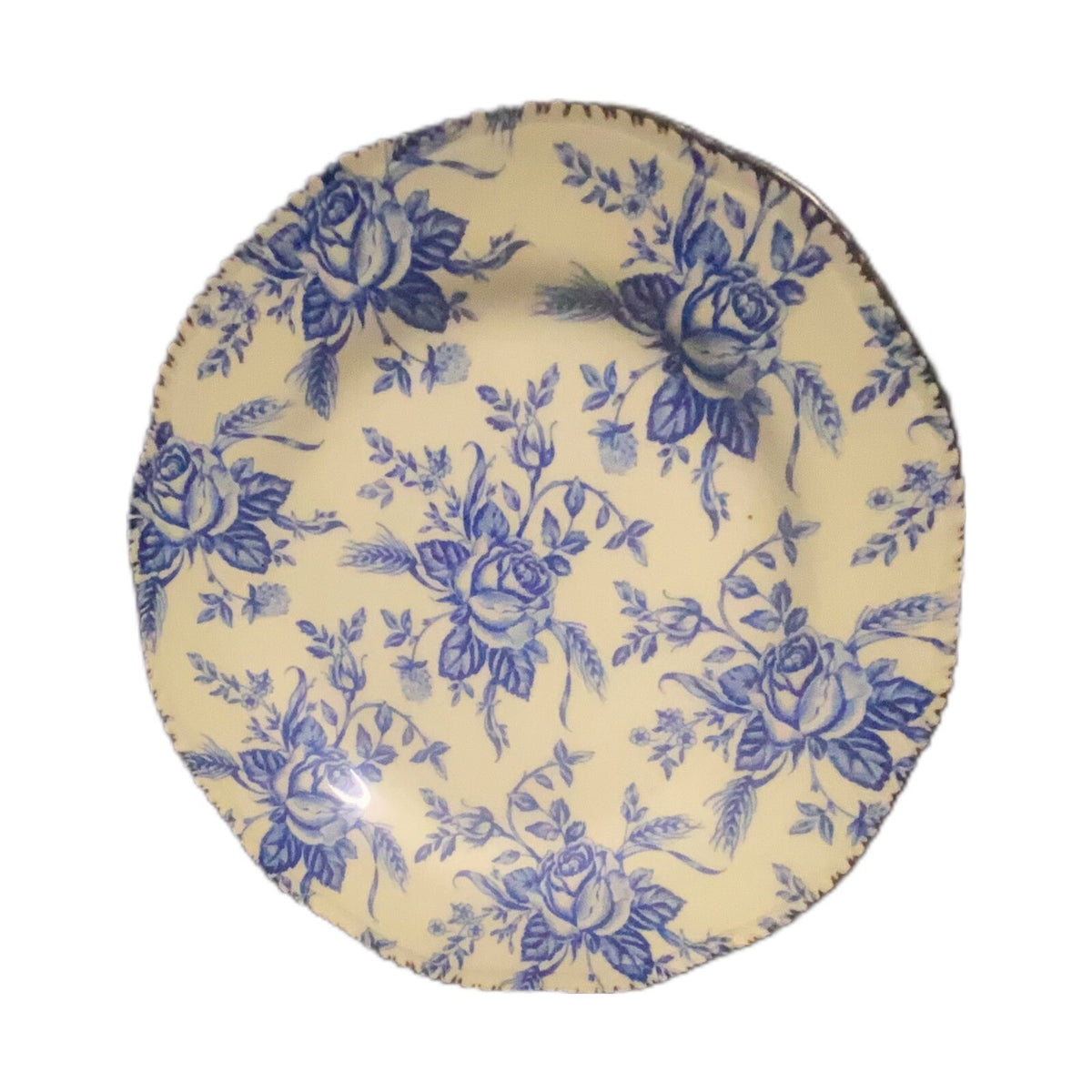 Wood & Sons 5-Salad Plates COLONIAL ROSE Blue Scalloped England Dessert Dish