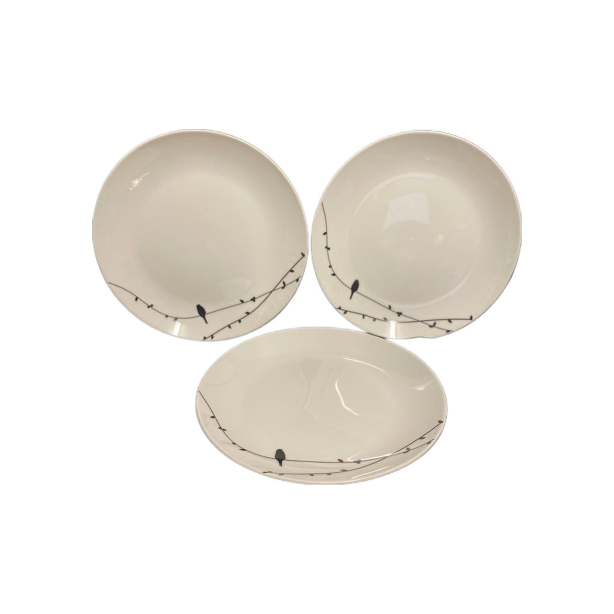 Storehouse Black Bird Vine Salad Plates Set of 3 White Stoneware Australia 8.25"