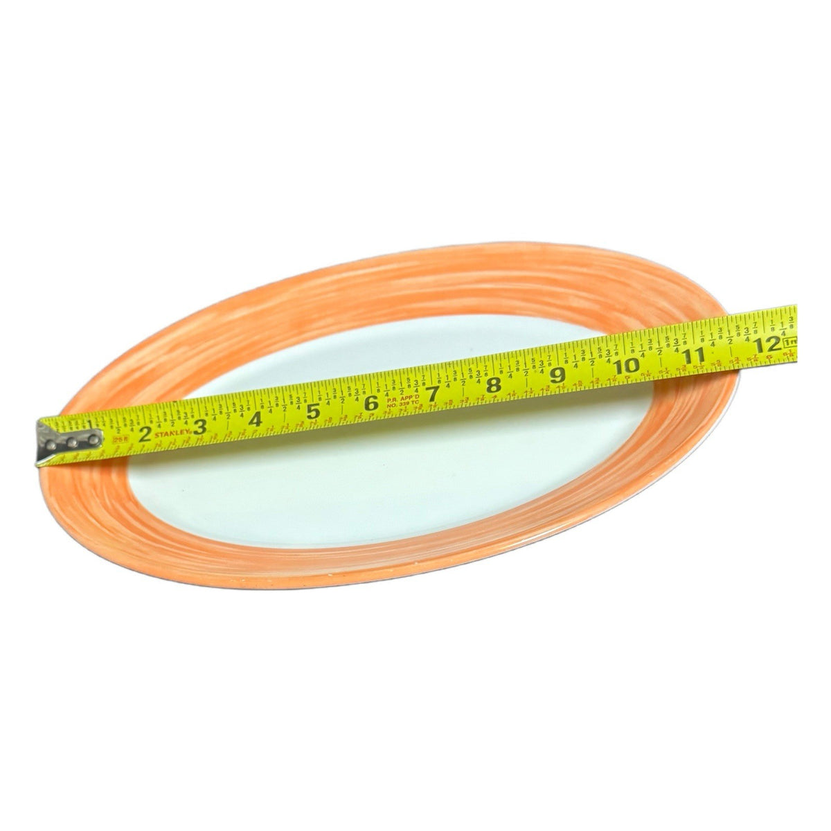 Arcoroc Brush Orange Oval Platters 11.75” D White-Orange Dinnerware Set of 5