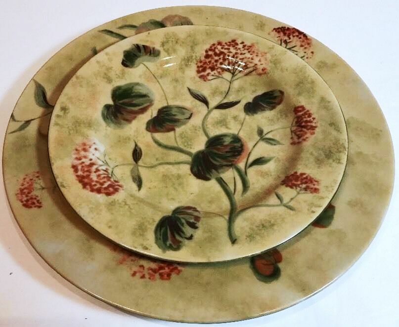 222 Fifth Asian Antique 2 Sets 5-Piece Dinnerware Floral Beige Stoneware 10 Pc