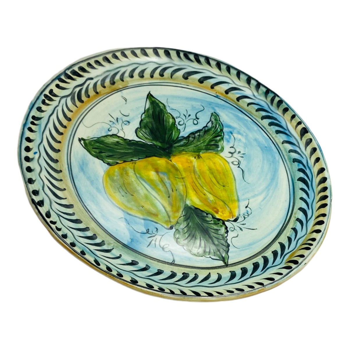 Hand Painted Mexican Art Pottery Wall Hanging Plate Lead Free Mexico