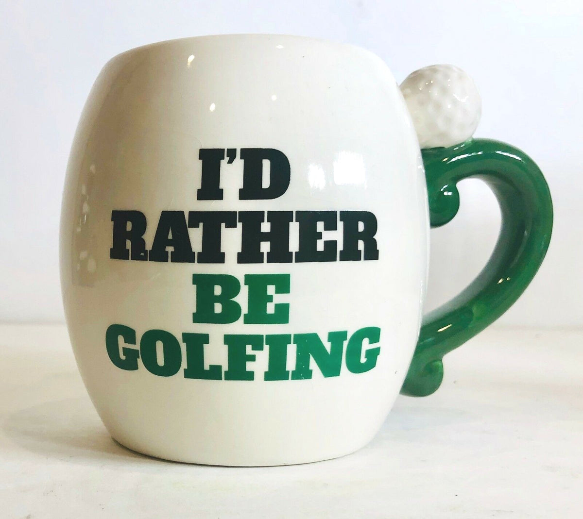 Golf Ceramic Mug I'd Rather Be Golfing 3D Handle Golf Ball Coffee Tea Cup