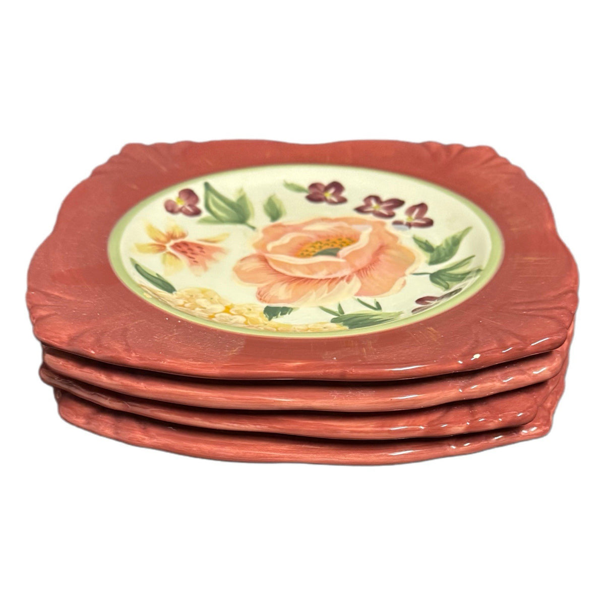 Certified Int’l Pamela Gladding Floral Luncheon Salad Plates Set of 4, 8.75”