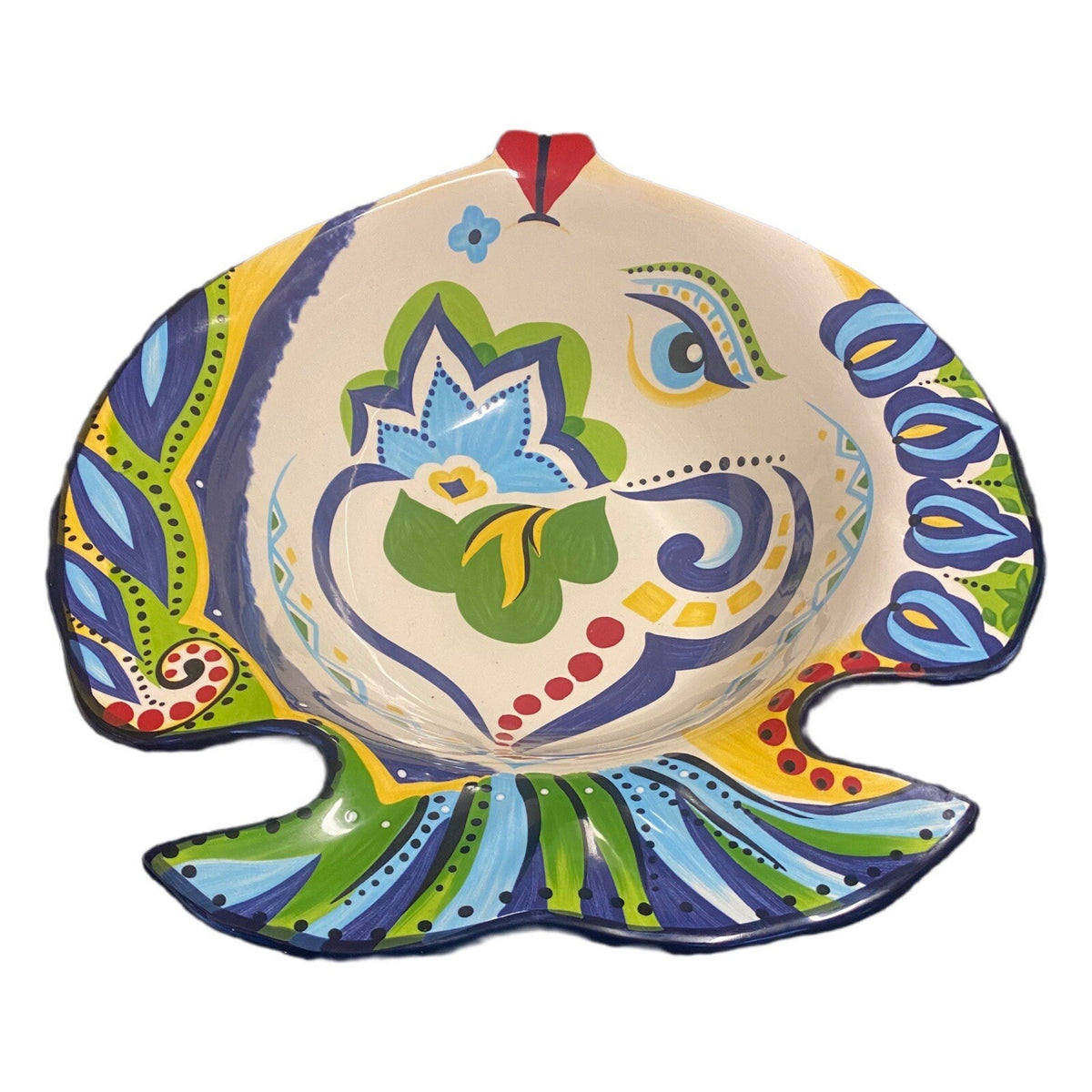 Espana Lifestyle Serving Bowl BOCCA Hand Painted Ceramic Fish Shaped Floral