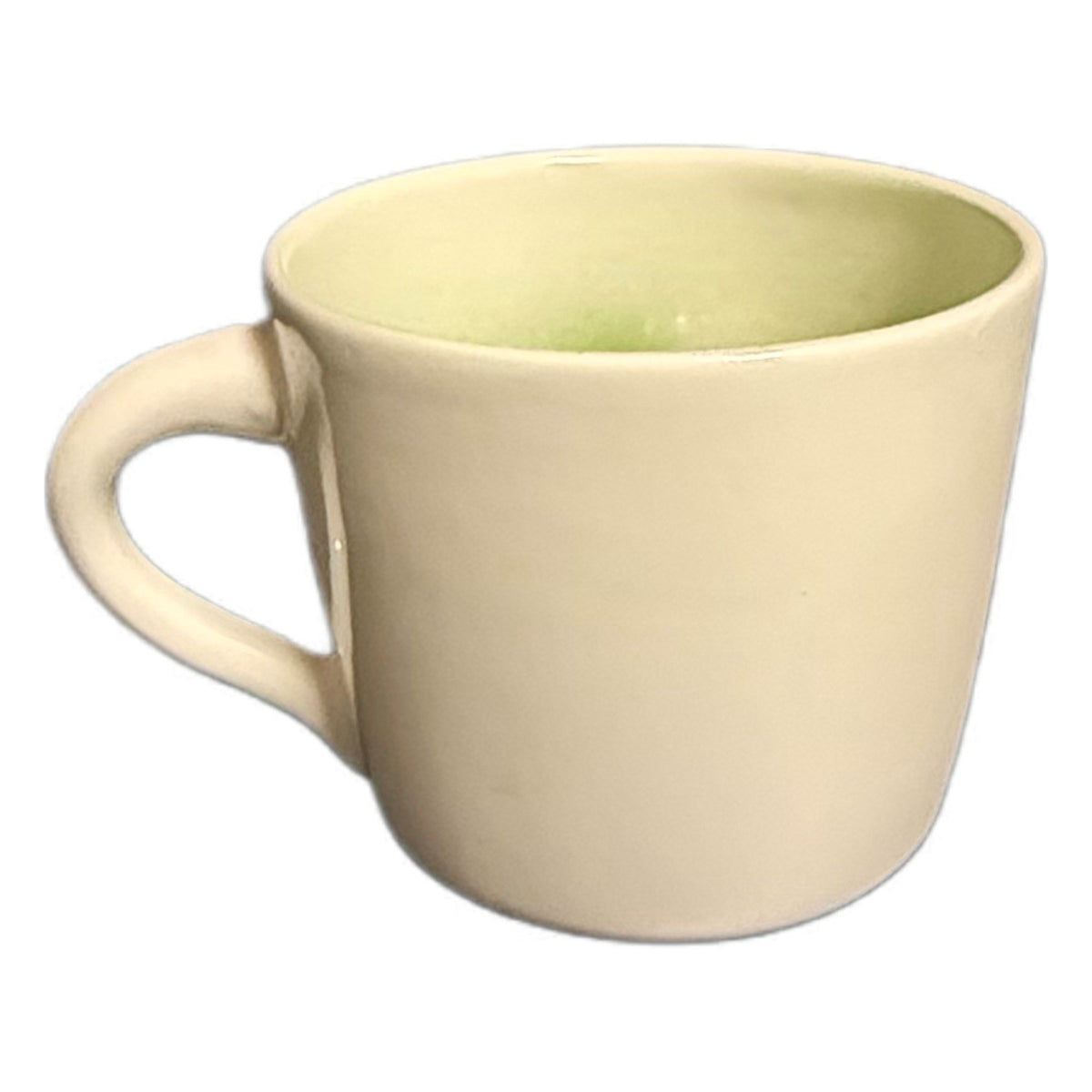 Handmade Studio Pottery Easter Bunny Mug Hidden Surprise Inside Green Ceramic