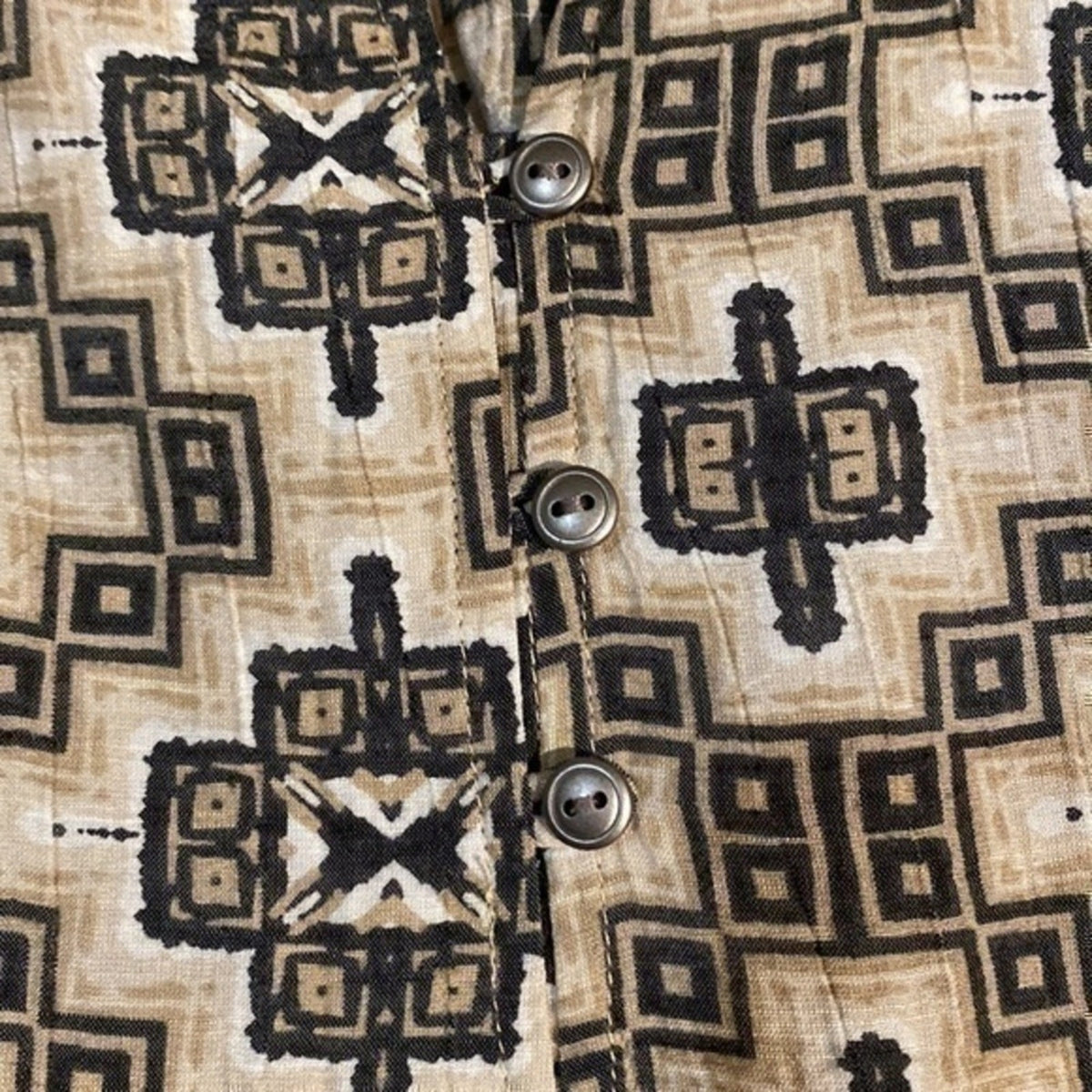 Kim Rogers Blouse Tan Black & Brown Top Small