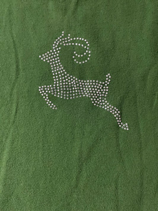 T-Shirt Embossed Deer Target Embellished Tee Woman Girl Top Green L
