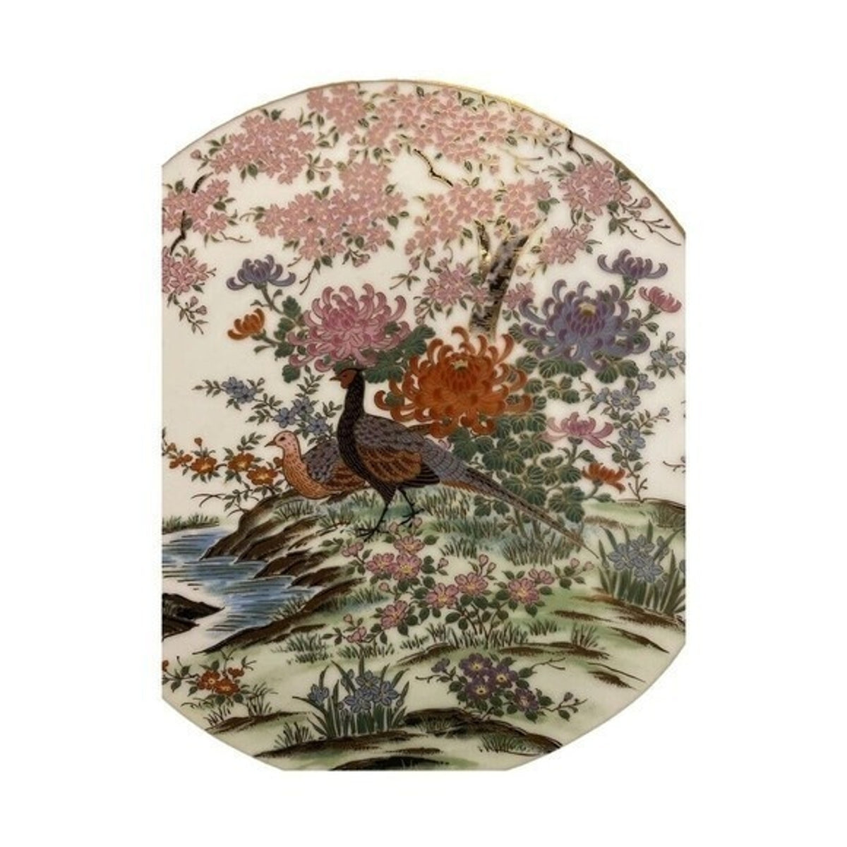 Vintage SHIBATA TOYO Hand-Painted Japanese Porcelain Plate Pheasant Gold Trim
