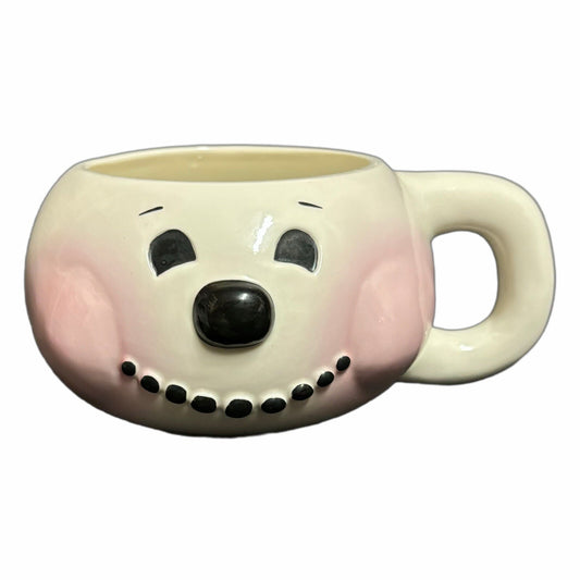 2000 Figis Inc.  Mug Snowman Face Ceramic Coffee Tea White Pink Cup