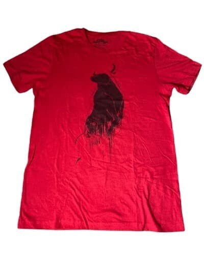 Threadless T-Shirt Revenge of the Toro Cotton Men Crew Neck Red MD.