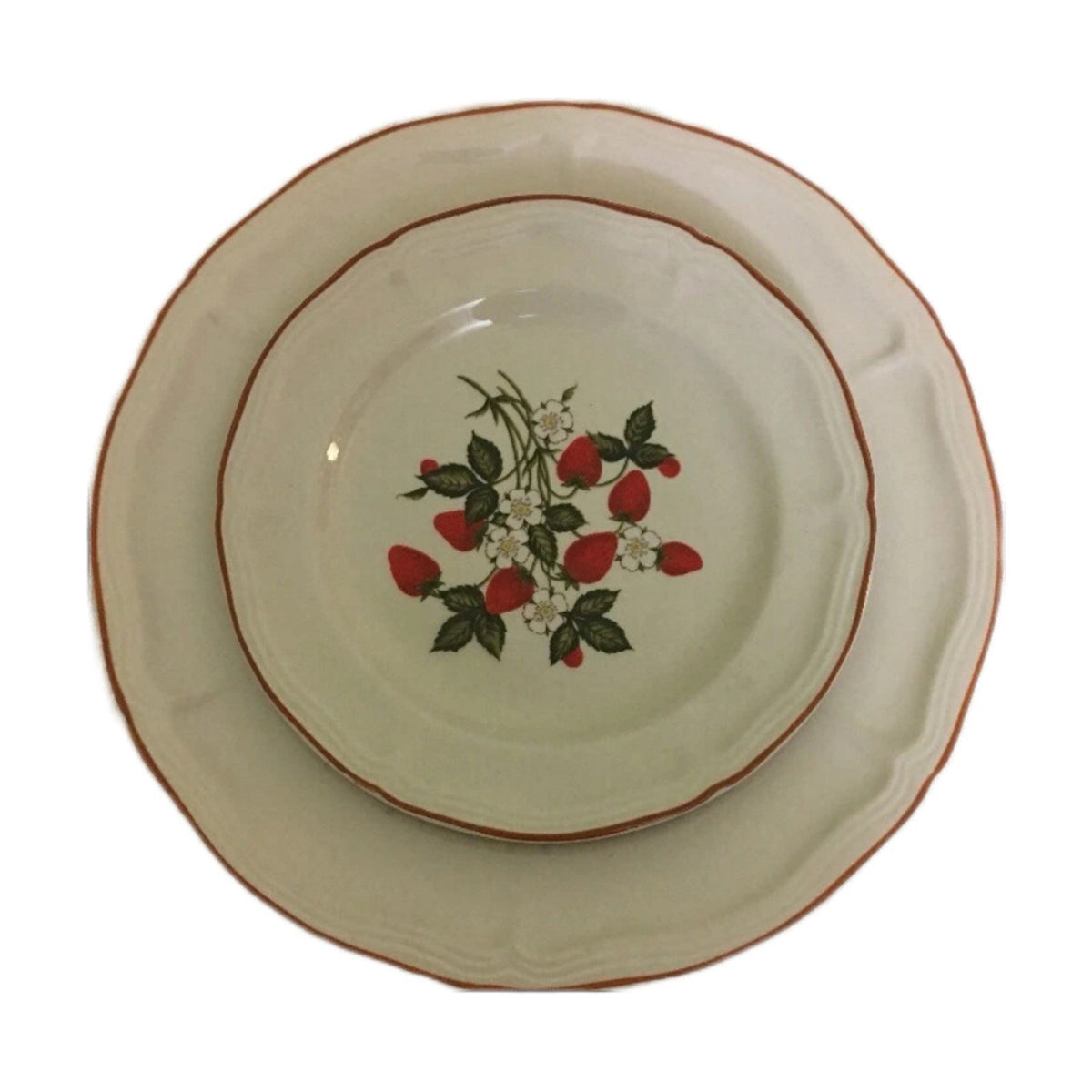 5pc Fruit Garden Strawberry Stoneware Dinner Plate Bowl Cup Saucer Set For 1