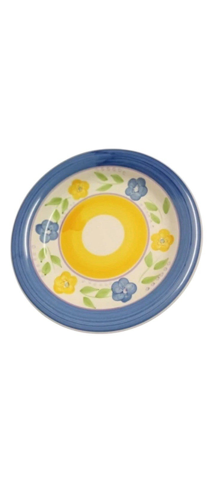 Gibson Designs BELLA Set of 3 Dinner Plates Blue Yellow Floral 10 3/8”D