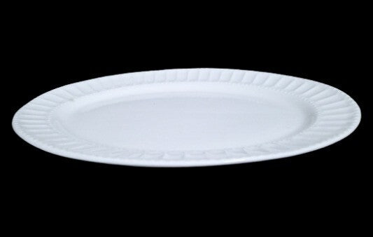 Gibson REGALIA Oval Serving Platter 14 ¾” D White Embossed Dots Ceramic Dish