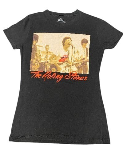T-Shirt The Rolling Stones Crew Neck Black Tee Top S/M