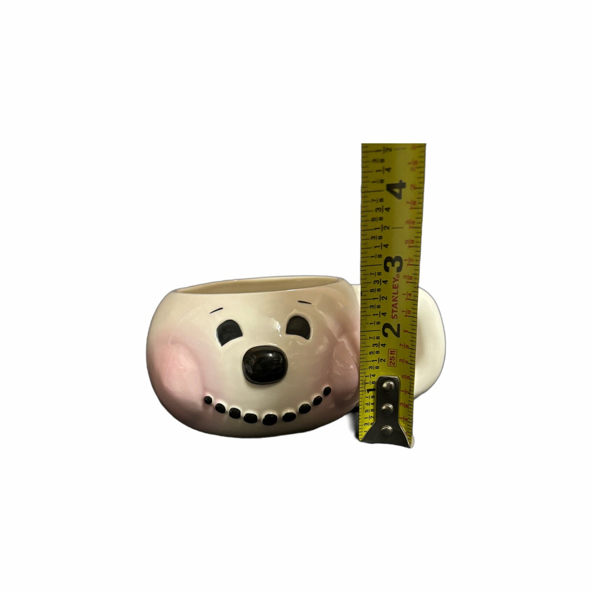 2000 Figis Inc.  Mug Snowman Face Ceramic Coffee Tea White Pink Cup