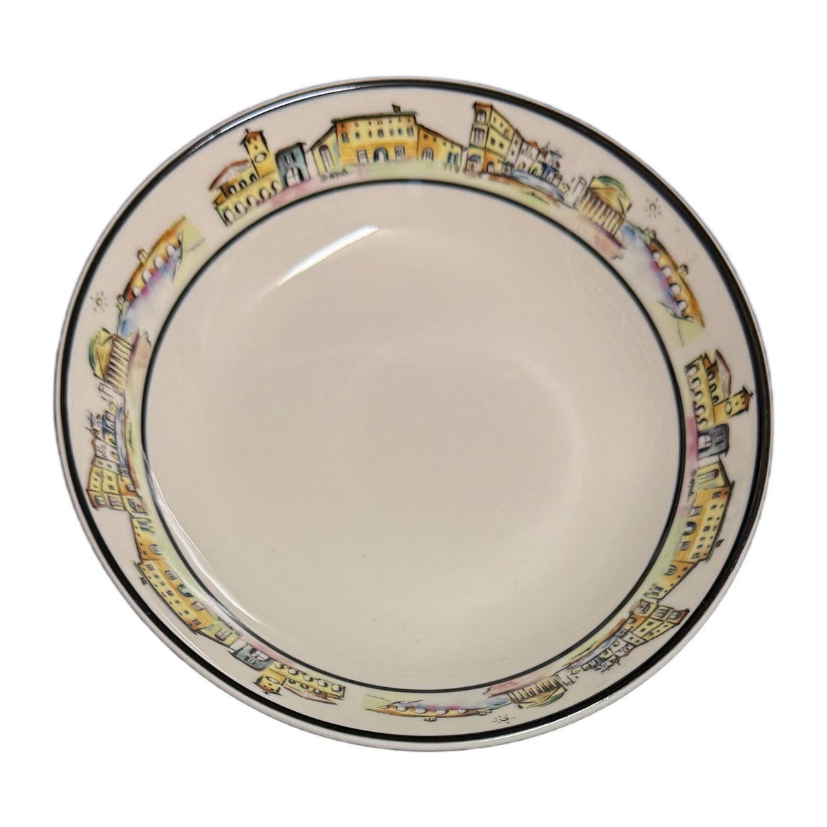 Set of 4 Majesticware ITALIA by Apple Bowls 7 3/4” Cityscape Stoneware