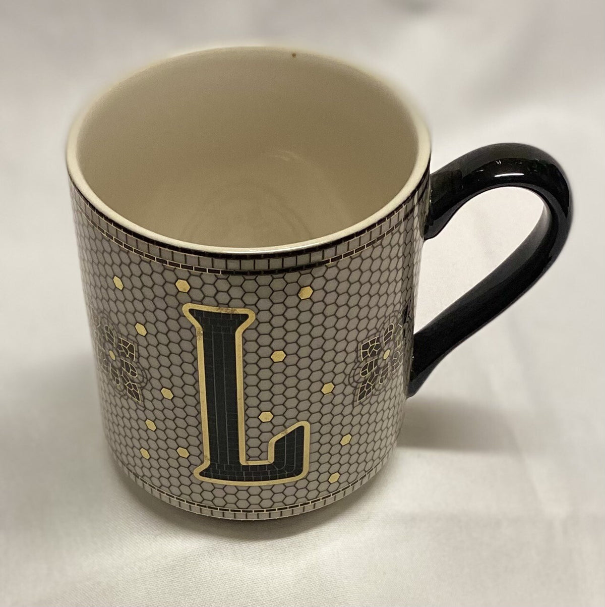 Anthropologie Home Bold Tiled Mug Monogram Bistro Margot Personalized Initial 